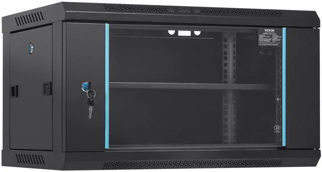 Alt view image 3 of 8 - VEVOR 6U Wall Mount Network Server Cabinet, 15.5'' Deep, Server Rack Cabinet Enclosure, 200 lbs Max. Ground-mounted Load Capacity, with Locking Glass Door Side Panels, for IT Equipment, A/V Devices