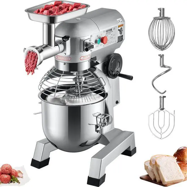Alt view image 2 of 2 - VEVOR Commercial Stand Mixer, 20Qt Stainless Steel Bowl, 1100W 2 in 1 Multifunctional Electric Food Mixer with Meat Grinder & 3 Speeds, Dough Hook Whisk Beater Included, Perfect for Bakery Pizzeria