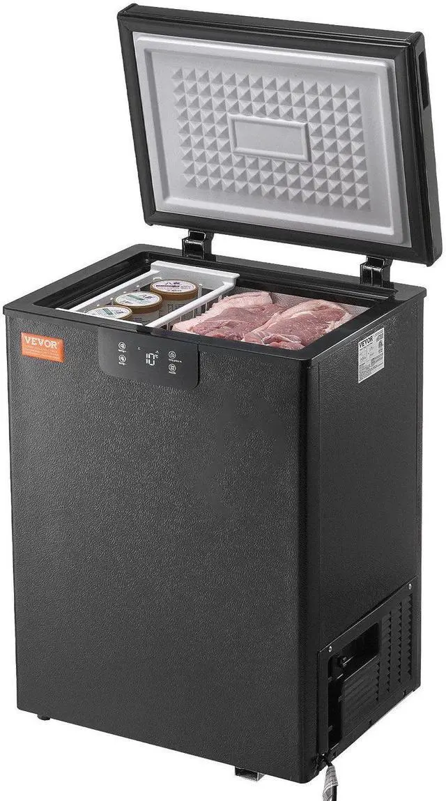 Alt view image 2 of 15 - VEVOR Chest Freezer, 2.22 Cu.ft / 63 L Compact Deep Freezer, Free Standing Top Open Door Chest Freezers with 2 Removable Baskets & Adjustable Thermostat, Energy Saving & Low Noise, Black