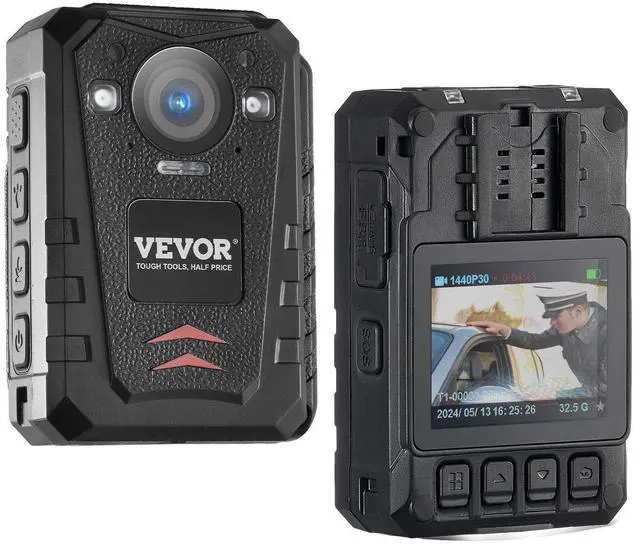 Alt view image 2 of 8 - VEVOR  1440P HD Police Body Camera, 64GB Body Cam with Audio Video Recording Picture, Built-in 3500 mAh Battery, 2.0" LCD, Infrared Night Vision, Waterproof GPS Personal Body Cam for Law Enforcement