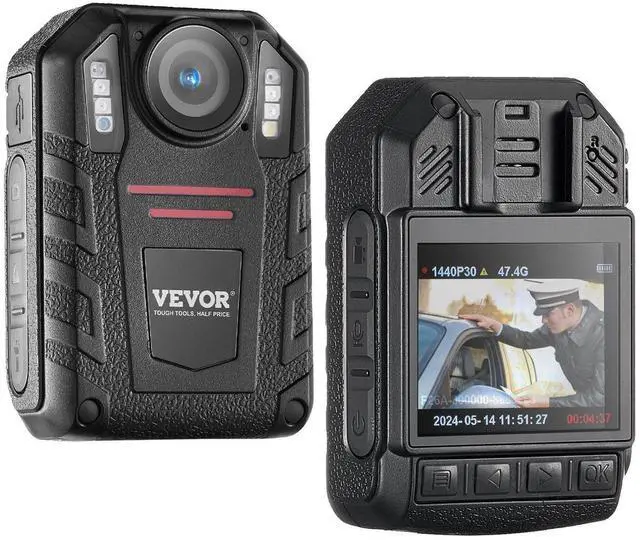 Alt view image 2 of 8 - VEVOR  1440P HD Police Body Camera, 64GB Body Cam with Audio Video Recording Picture, Built-in 2850 mAh Battery, 2.0" LCD, Infrared Night Vision, Waterproof Personal Body Cam for Law Enforcement