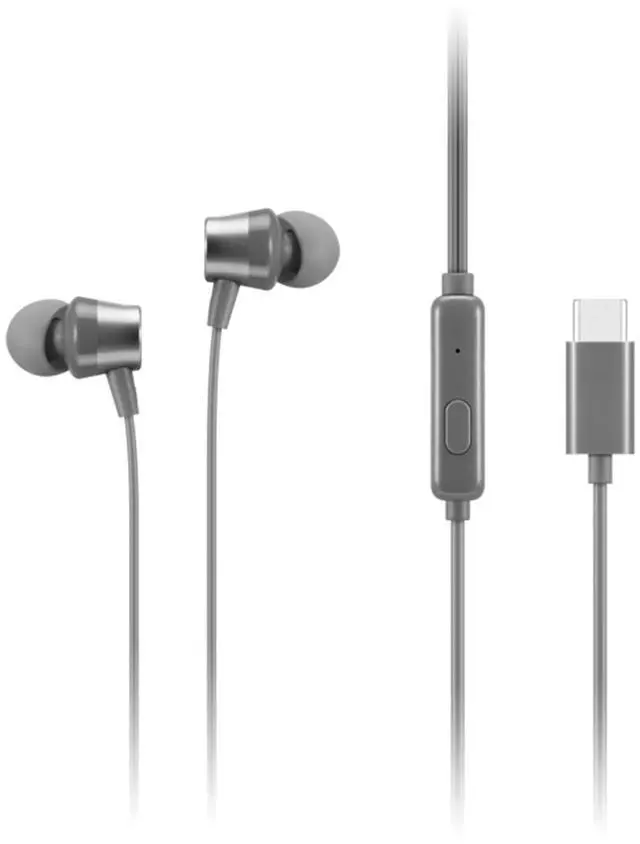 Alt view image 5 of 9 - lenovo - 300 wired in-ear usb-c headphones - in-line microphone - usb-c connectivity - play & pause button - 3 sizes silicone ear tips included