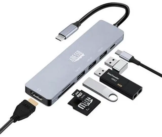 Alt view image 17 of 19 - Adesso AUH-4025 Docking Station - for Notebook/Flash Drive/Memory Card Reader/Monitor/Tablet/Smartphone - Charging Capability - Memory Card Reader - SD, TransFlash - USB Type C - 2 Displays Supported