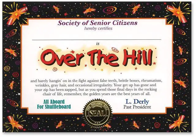 Alt view image 2 of 2 - Over The Hill Certificate