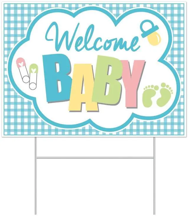 Main image of "Welcome Baby" Yard Signs - Celebrate With Durable Plastic (Pack Of 6)