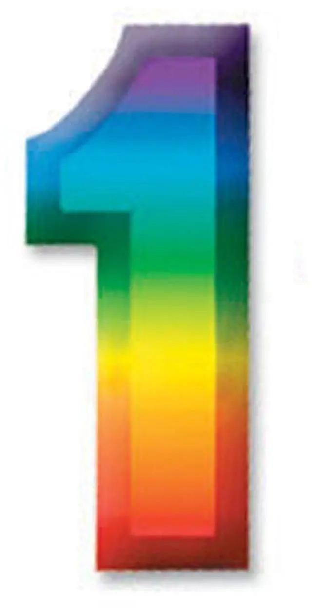 Alt view image 2 of 2 - Multi-Color Plastic 3-D Number  1