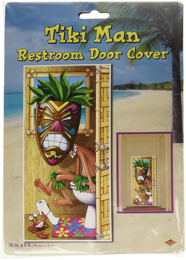 Alt view image 2 of 2 - Tiki Man Restroom Door Cover Party Accessory (1 count) (1/Pkg)