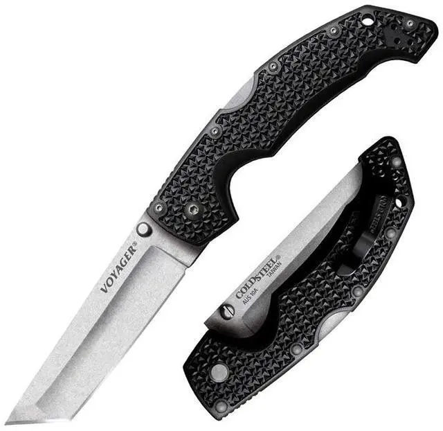 Alt view image 10 of 10 - Cold Steel Large Voyager 4.0 in Tanto Plain Black GFN Handle