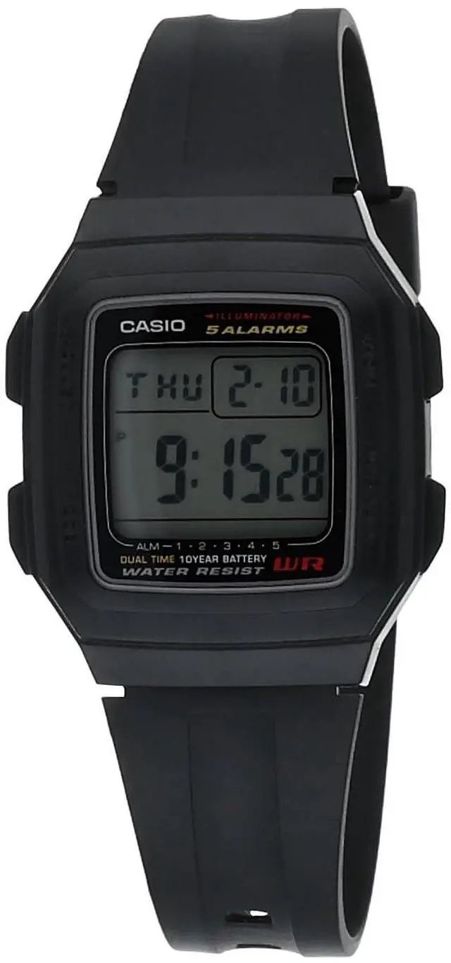 Alt view image 15 of 15 - Men's Casio Classic Digital All Black Watch F201WA-1A F201WA-1AV
