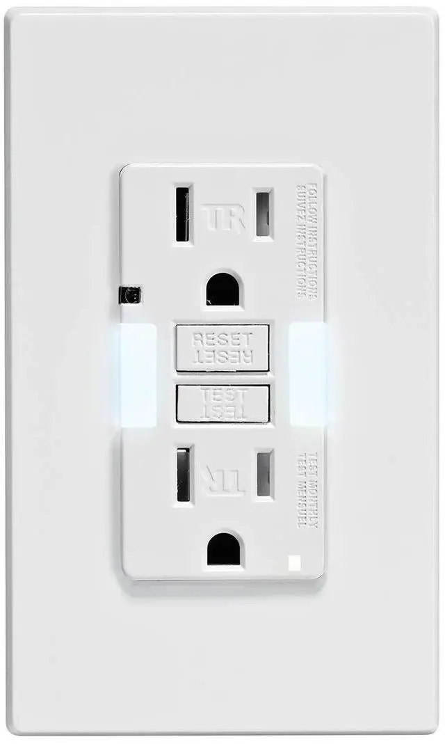 Alt view image 5 of 5 - LEVITON GFNL1-W GFCI Receptacle, 15A, 125Vac, 5-15R, White