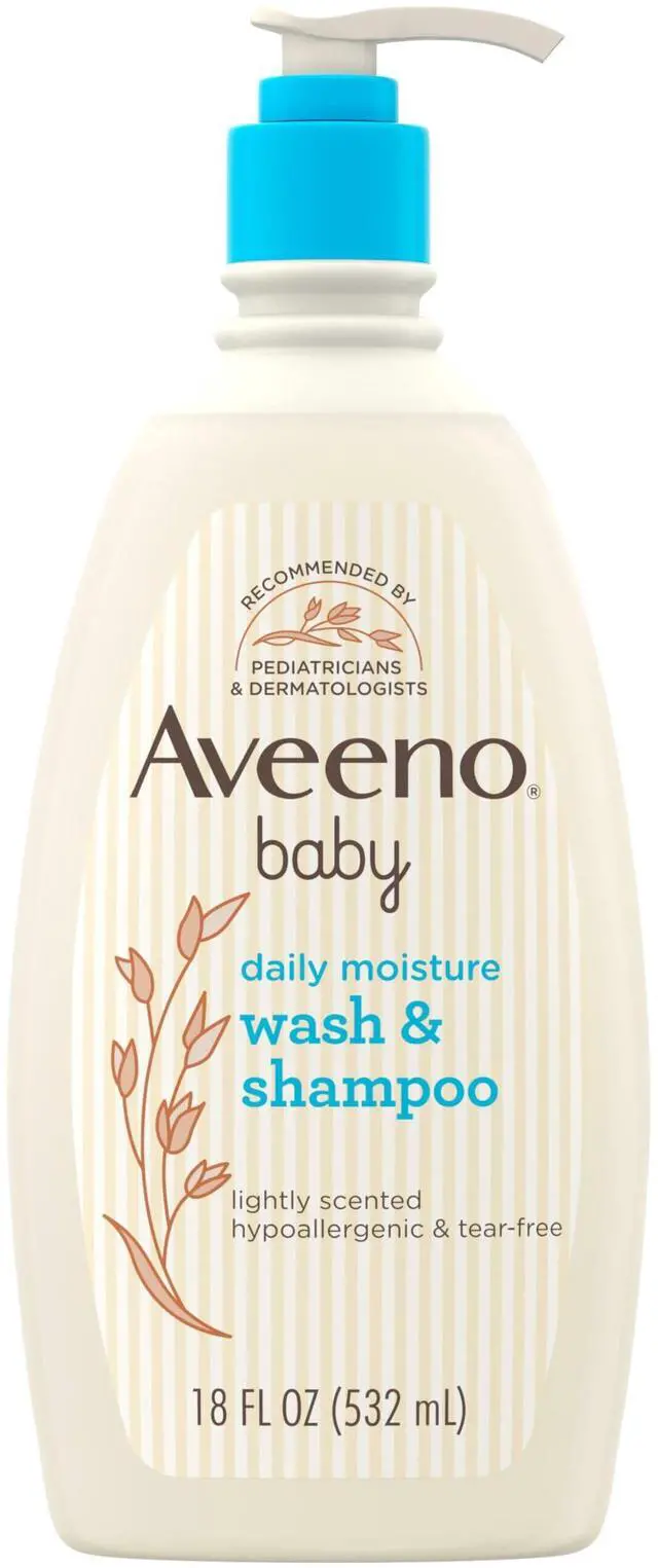 Main image of Aveeno Baby Daily Moisture Gentle Body Wash & Shampoo with Oat Extract, 2-in-1 Baby Bath Wash & Hair Shampoo, Tear- & Paraben-Free for Hair & Sensitive Skin, Lightly Scented, 18 fl. oz