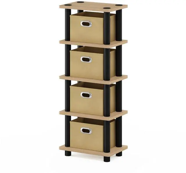 Alt view image 10 of 10 - Furinno 99150KO/BK/LB LACi 4-Bins System Rack, Oak