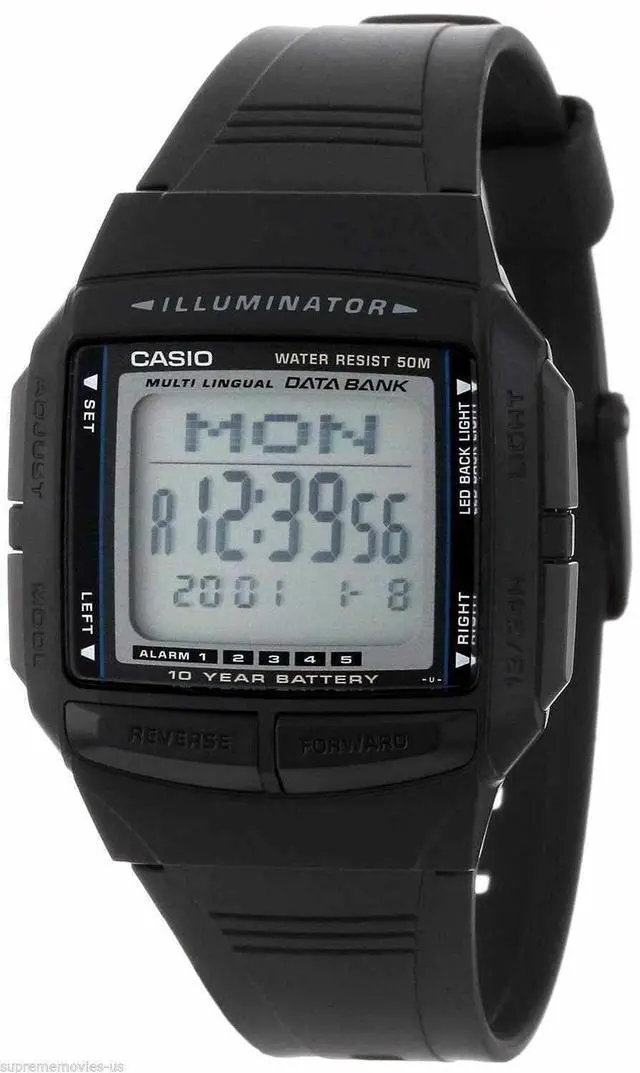 Alt view image 19 of 19 - Casio DB36-1AV Casual Men's Multi-Lingual Databank Digital Sports Watch - Black