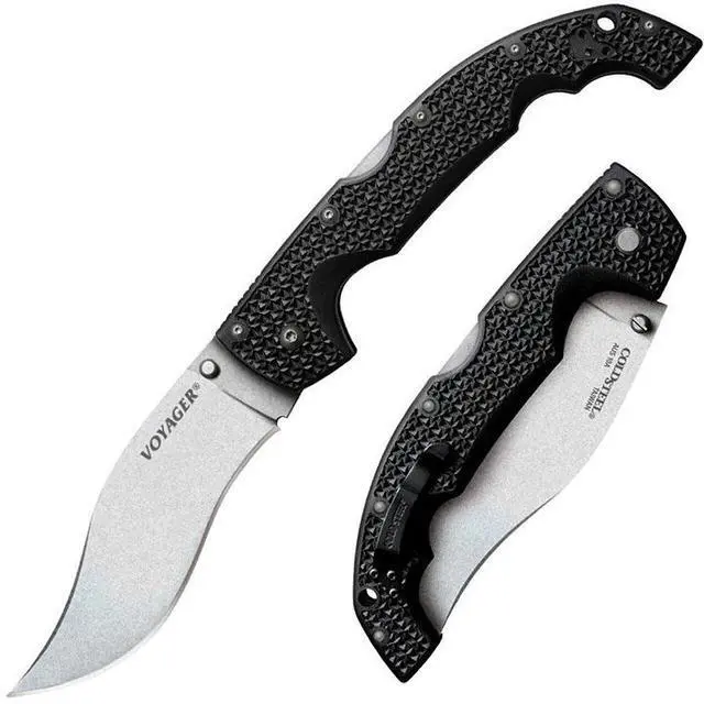 Alt view image 2 of 2 - cold Steel Voyager Series Folding Knife with Tri-Ad Lock and Pocket clip Vaquero Plain XL