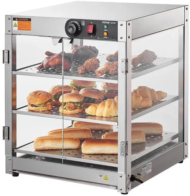 Alt view image 8 of 8 - VEVOR 3-Tier Commercial Food Warmer Display Countertop Pizza Cabinet with Light