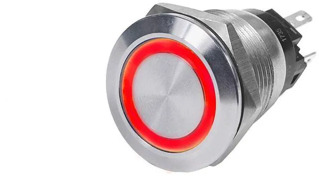 Alt view image 14 of 15 - Push Switch, Stain., Off-On, Red, 10A