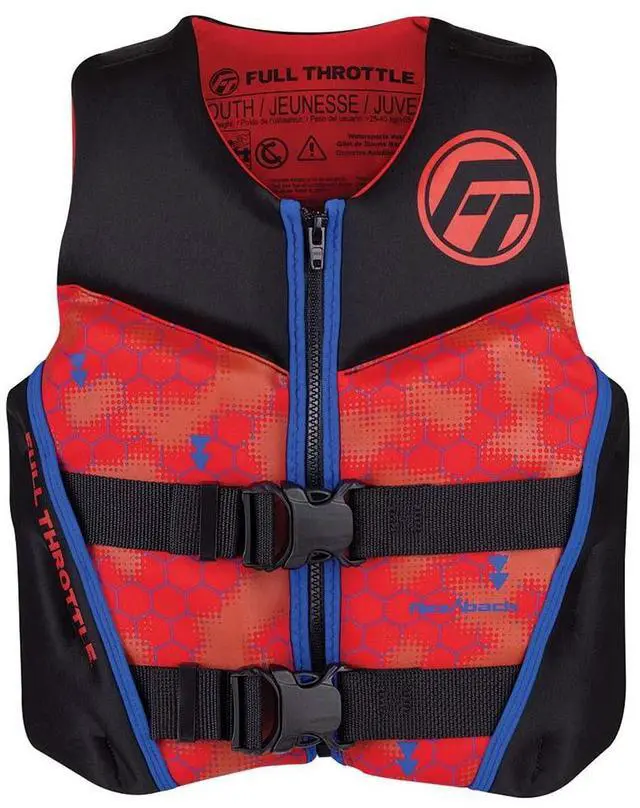 Alt view image 4 of 4 - Full Throttle 142500-100-002-22 Youth Rapid-Dry Flex-Back Life Jacket - Red