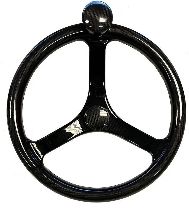 Main image of Schmitt Marine Carbon Fiber Primus Wheel w/Knob 13.5" w/Sanntoprene Finger Grip 3/4" Tapered Shaft w/CF Nut