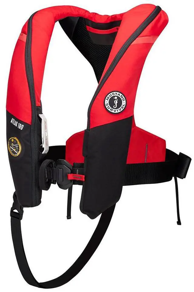 Main image of Mustang Atlas 190 DLX Open Ocean Inflatable PFD - Red/Black