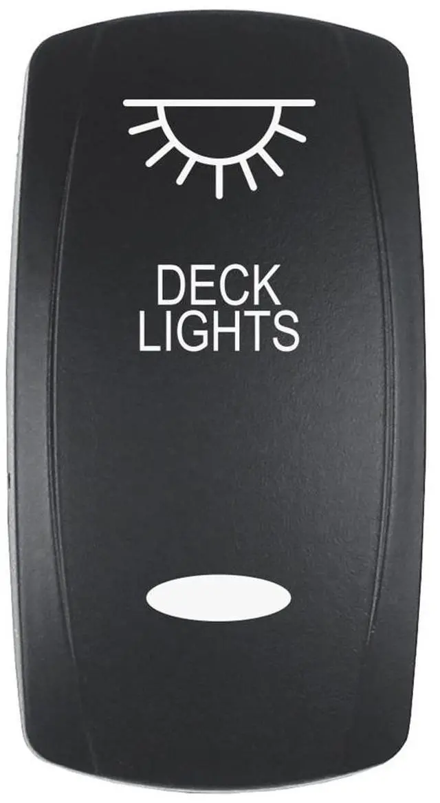 Main image of Pacer Actuator - 'DECK LIGHTS' f/V Series Contura Switches - Black - Laser Etched (Top/Bottom Light)