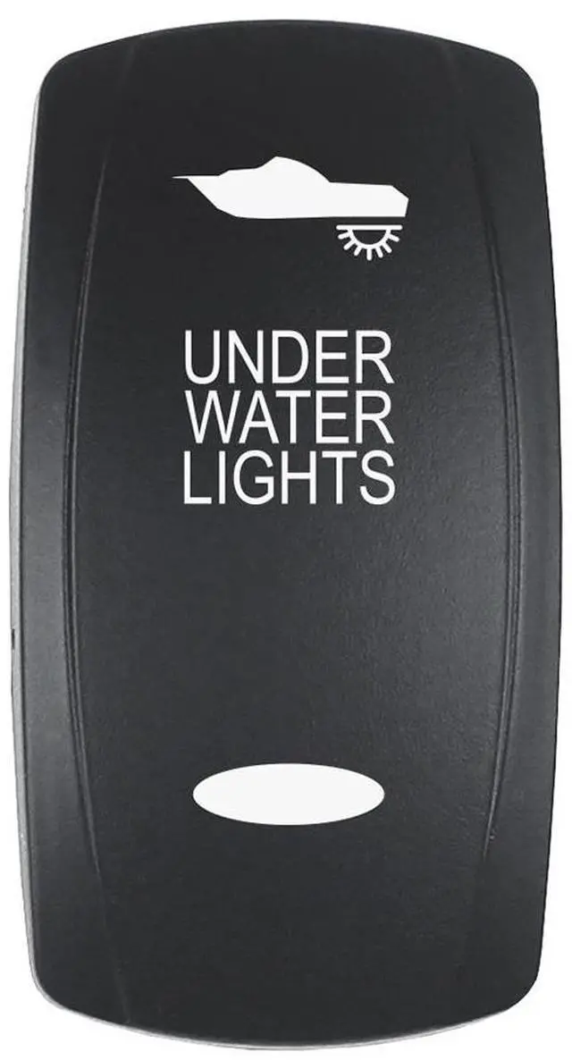 Main image of Pacer Actuator - 'UNDER WATER LIGHTS' f/V Series Contura Switches - Black - Laser Etched (Top/Bottom Light)