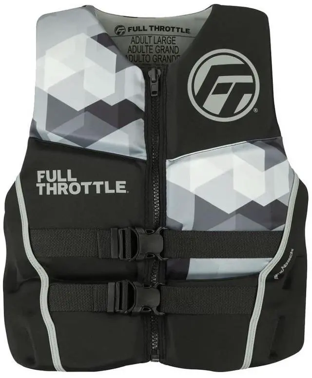 Alt view image 3 of 3 - Full Throttle 142500-701-060-22 Men's Rapid-Dry Flex-Back Life Jacket - 2XL, Gray
