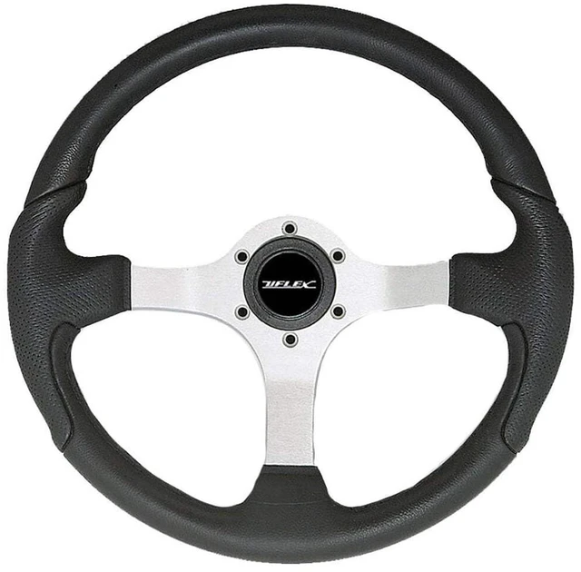 Alt view image 2 of 3 - Uflex Nisida Steering Wheel 13.8" - Black Polyurethane Grip W/Black Aluminum Spokes
