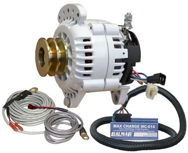 Main image of Balmar Alternator 120 Amp Kit 12V 3.15" Dual Foot Saddle Dual Vee Pulley Regulator &Amp; Temp Sensor