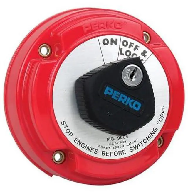 Alt view image 5 of 6 - Perko Medium Duty Main Battery Disconnect Switch W/Alternator Field Disconnect & Key Lock