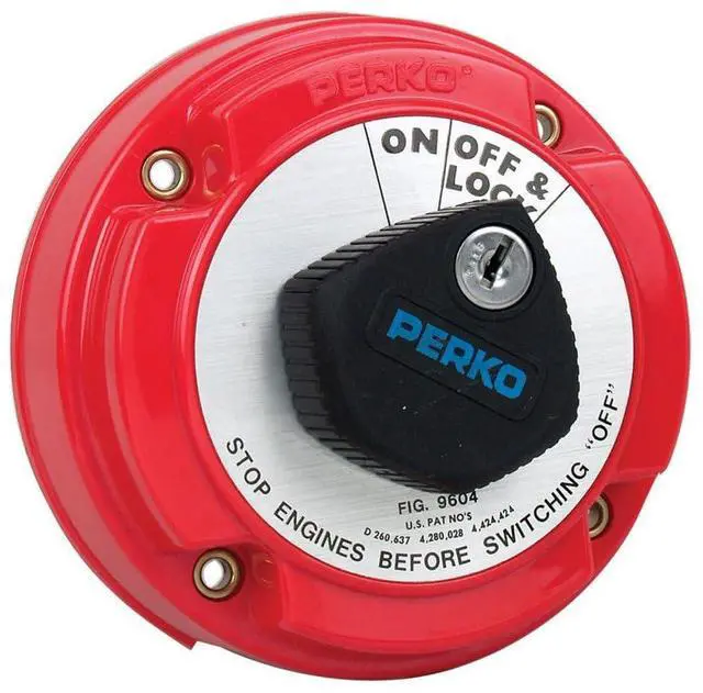 Alt view image 6 of 6 - Perko Medium Duty Main Battery Disconnect Switch W/Alternator Field Disconnect & Key Lock