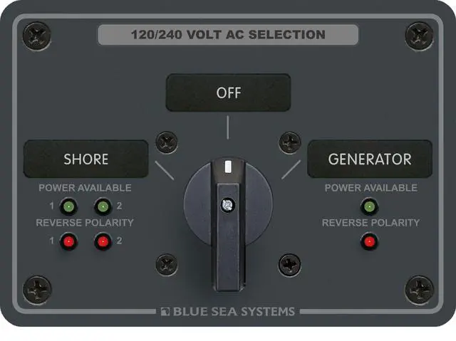 Alt view image 4 of 4 - Blue Sea 8386 AC Rotary Switch Panel 30 Ampere 2 Positon + OFF, 4 Pole [8386]