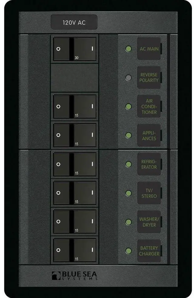 Main image of Blue Sea 1202 120V Ac Main + 6 Positions - Vertical