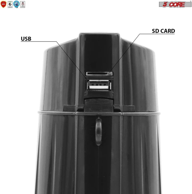 Alt view image 11 of 11 - 5 Core Megaphone Bullhorn Speaker 30W Professional Bull Horn Battery Power Cheer Megafono 800 Yard Range Loudspeaker w Siren LED Light Recording Ergonomic Handle for Coaches Football Baseball