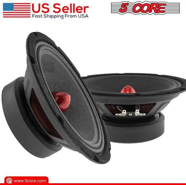 Alt view image 9 of 10 - 5 CORE 8 Inch Speaker Mid Range Bullet Pro Audio Replacement PA DJ Car Driver Red Aluminium Bullet 500W Max 8 Ohms Audio Door Speakers for Vehicle or Truck Sound System - MR 8 BLT R 8oHM