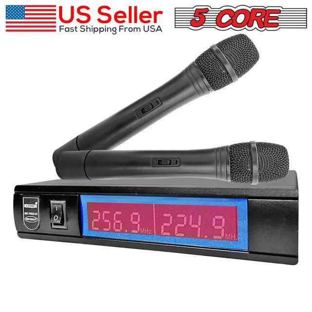 Alt view image 10 of 10 - 5 Core VHF Dual Channel DIGITAL Wireless Microphone System Receiver & 2x Hand Mic