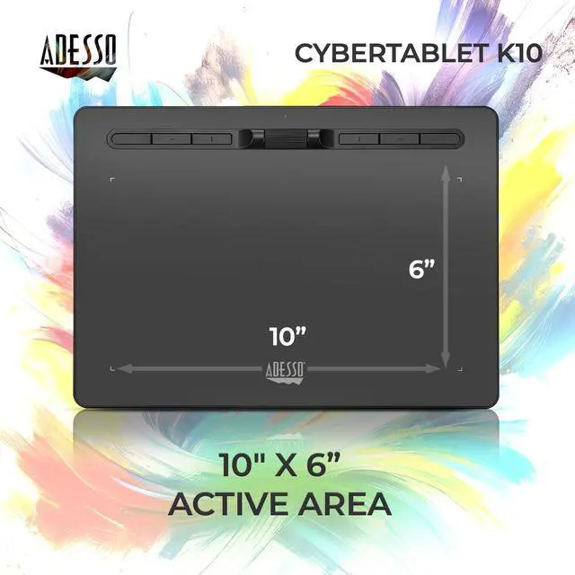 Alt view image 15 of 15 - Adesso 10" x 6" Graphic Tablet CYBERTABLETK10