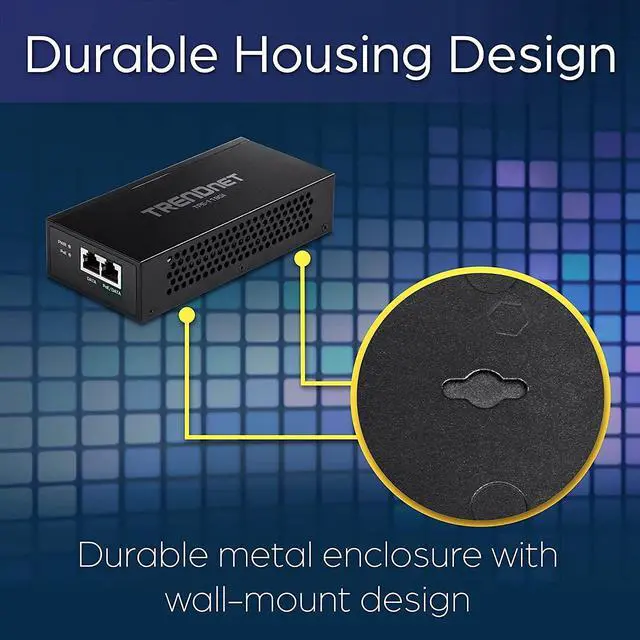 Alt view image 2 of 7 - Gigabit PoE++ Injector, TPE-119GI, NDAA + TAA Compliant, Supports 15.4W, 30W, and 95W, Up to 100m(328 ft), Integrated Power Supply, IEEE 802.3af/at/bt, Black