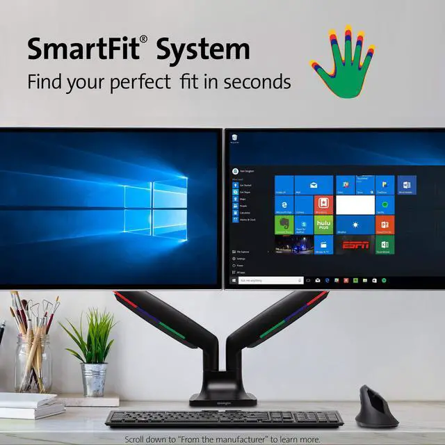 Alt view image 15 of 15 - Kensington SmartFit Height Adjustable Dual 13"-32" Monitor Arm K59601WW