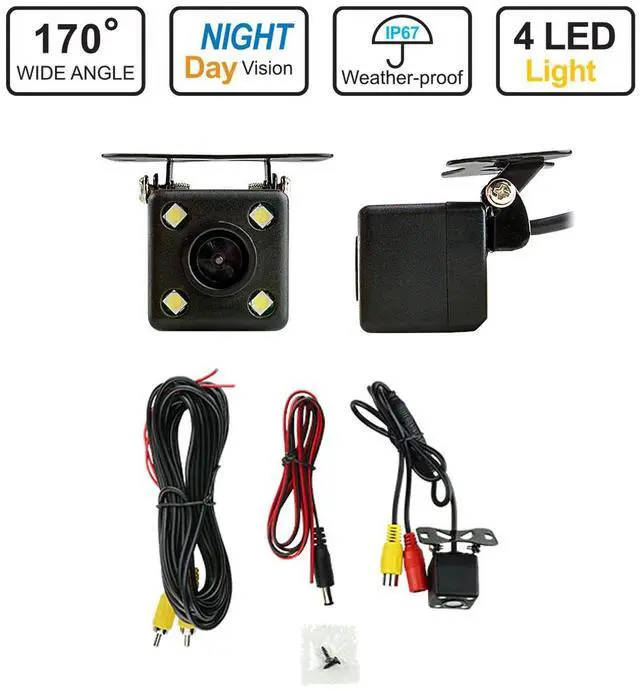 Alt view image 2 of 3 - Pipemans Installsolution Car Review Camera 4 Led Lights With Guideline View