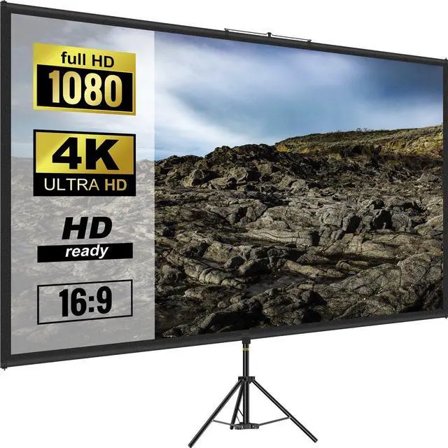 Main image of Vevor Tripod Projector Screen With Stand 100Inch 16:9 4K Hd Projection Screen Stand Wrinkle-Free Height Adjustable Portable Screen For Projector Indoor & Outdoor For Movie, Home Cinema, Gaming, Office