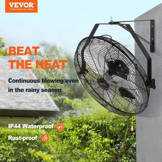 Alt view image 10 of 11 - VEVOR Wall Mount Fan, 18 Inch, 3-speed High Velocity Max. 4150 CFM, Waterproof Oscillating Industrial Wall Fan, Commercial or Residential for Warehouse, Greenhouse, Workshop, Patio, Black, ETL Listed