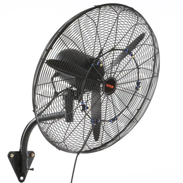 Alt view image 4 of 6 - VEVOR Wall-Mount Misting Fan, 24 Inch, 3-speed High Velocity Max. 7000 CFM, Waterproof Oscillating Industrial Wall Fan, Commercial or Residential for Warehouse, Greenhouse, Workshop, Black, ETL Listed