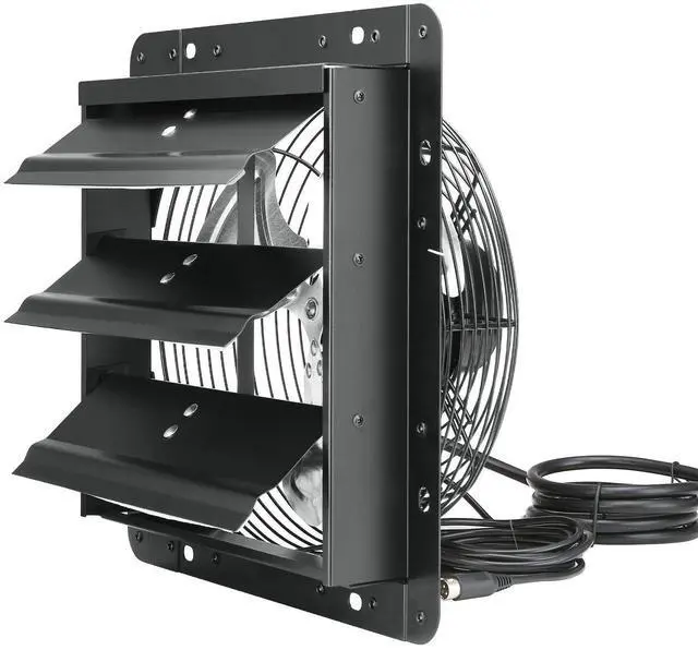 Alt view image 9 of 11 - VEVOR Shutter Exhaust Fan, 10'' with Temperature Humidity Controller,  EC-motor, 820 CFM, 10-Speed Adjustable Wall Mount Attic Fan, Ventilation and Cooling for Greenhouses, Garages, Sheds, ETL Listed
