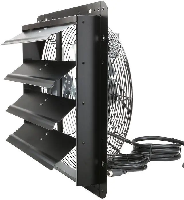 Alt view image 9 of 11 - VEVOR Shutter Exhaust Fan, 16'' with Temperature Humidity Controller, EC-motor, 2650 CFM, 10-Speed Adjustable Wall Mount Attic Fan, Ventilation and Cooling for Greenhouses, Garages, Sheds, ETL Listed
