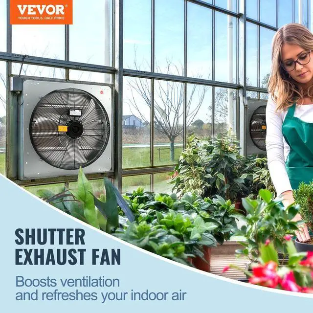 Alt view image 10 of 11 - VEVOR Shutter Exhaust Fan, 24'' with Speed Controller, AC-motor, 3320 CFM, No Assembly Required Wall Mount Attic Fan, Ventilation and Cooling for Greenhouses, Garages, Sheds, FCC Listed