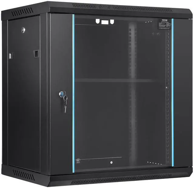 Alt view image 8 of 10 - VEVOR 12U Wall Mount Network Server Cabinet, 15.5'' Deep, Server Rack Cabinet Enclosure, 200 lbs Max. Ground-mounted Load Capacity, with Locking Glass Door Side Panels, for IT Equipment, A/V Devices