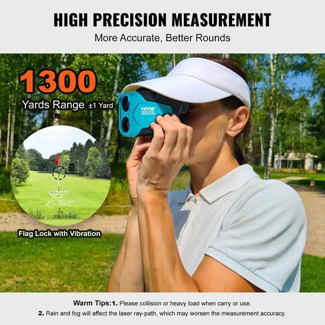 Alt view image 9 of 10 - VEVOR Golf Rangefinder, 1300 Yards Laser Golfing Hunting Range Finder, 6X Magnification Distance Measuring, Golfing Accessory with External Magnet Mount, High-Precision Flag Lock, Slope, and Batteries