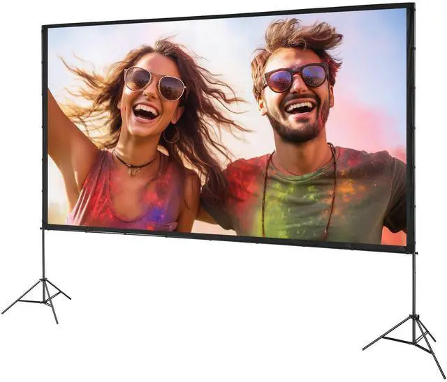 Alt view image 3 of 12 - VEVOR Projector Screen with Stand, 150 inch 16:9 4K 1080 HD Outdoor Movie Screen with Stand, Wrinkle-Free Projection Screen with Tripods and Carry Bag, for Home Theater Cinema Backyard Movie Night