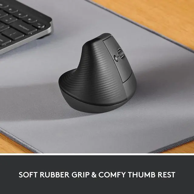 Alt view image 11 of 11 - Logitech Lift Vertical Ergonomic Mouse, Wireless, Bluetooth or Logi Bolt USB receiver, Quiet clicks, 4 buttons, compatible with Windows/macOS/iPadOS, Laptop, PC - Graphite