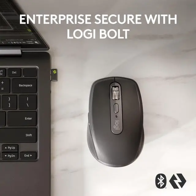 Alt view image 12 of 12 - Logitech MX Anywhere 3S for Business - Wireless Mouse - Darkfield - Wireless - Bluetooth - Rechargeable - Graphite - USB Type C - 1000 dpi - 6 Button(s) - 4 Programmable Button(s)